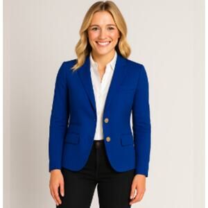 J.Crew SZ 14L 100% Wool Schoolboy Blazer in Blue Gold Signature Buttons